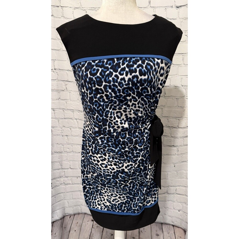 R&K Originals blue and black animal print dress Stretch Sleeveless Medium